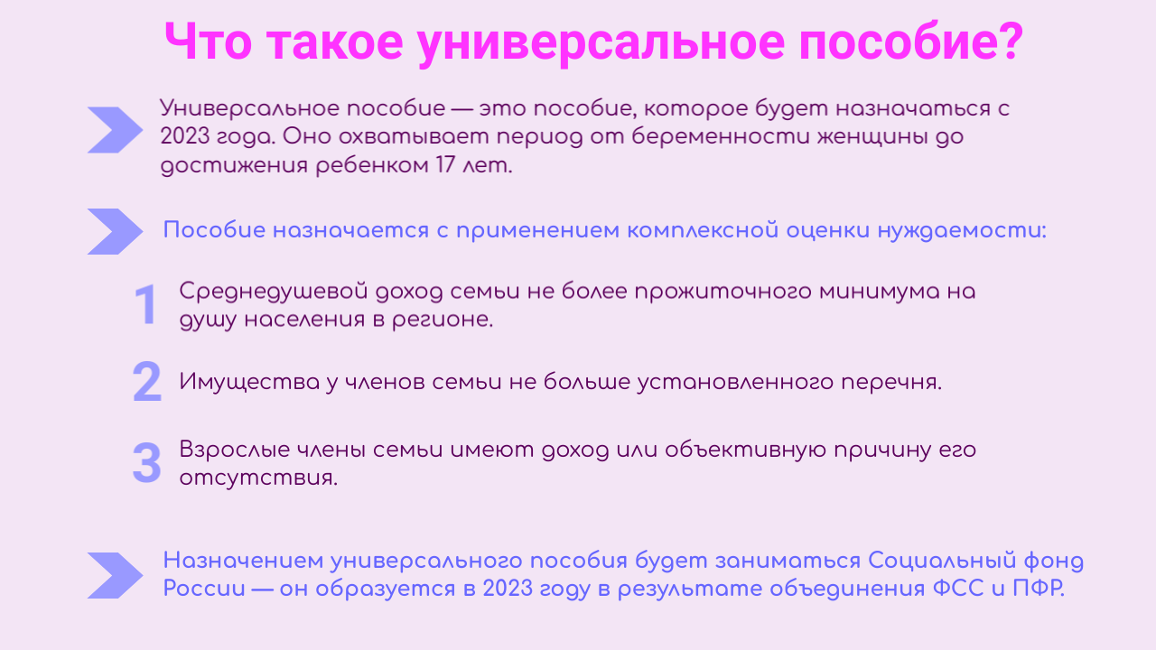 Продлить выплату единого пособия. Универсальное пособие с 2023. Универсальные выплаты. Универсальное пособие на детей с 1 января 2023 года. Условия для универсального пособия.